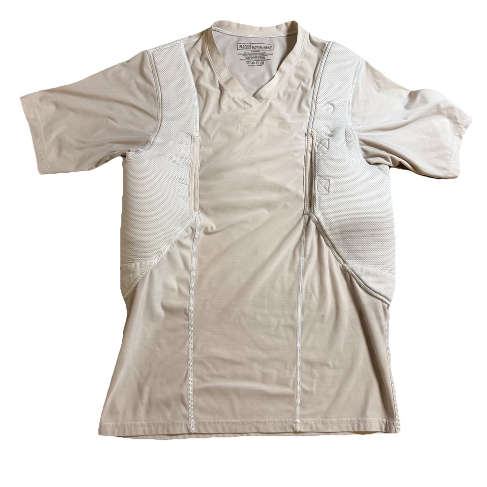 5.11 Tactical Holster Shirt Mens XL Tan Concealed Carry Short Sleeve Crew NRA